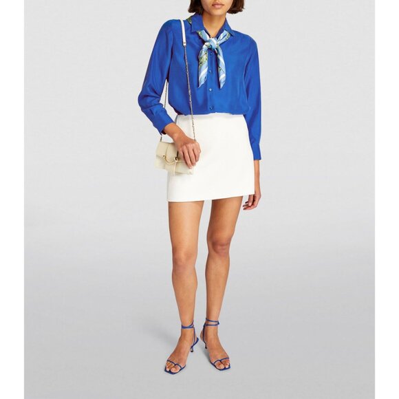 Apostrophe Petites Silk Spandex Blend Royal Blue Button Up Long Sleeve Blouse Sz - Picture 3 of 10